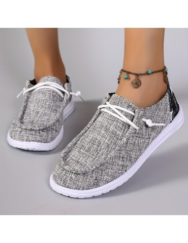 Women's Star Pattern Canvas Shoes, Casual Lace Up Outdoor Shoes, Lightweight Low Top Sneakers