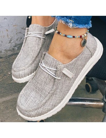 Women's Casual Canvas Shoes, Lightweight Lace Up Outdoor Shoes, Women's Comfortable Low Top Shoes