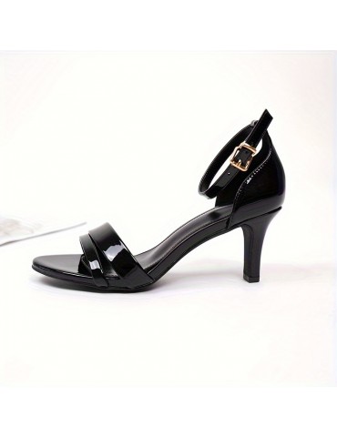 Women's Solid Color Stiletto Heels, Fashion Buckle Strap Dress Pumps, Women's Comfortable Heels