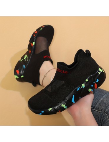 Women's Mesh Sports Shoes, Comfort Knit Low Top Slip On Running Shoes, Casual Breathable Walking Shoes