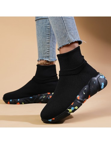 Women's Mesh Sports Shoes, Comfort Knit Low Top Slip On Running Shoes, Casual Breathable Walking Shoes