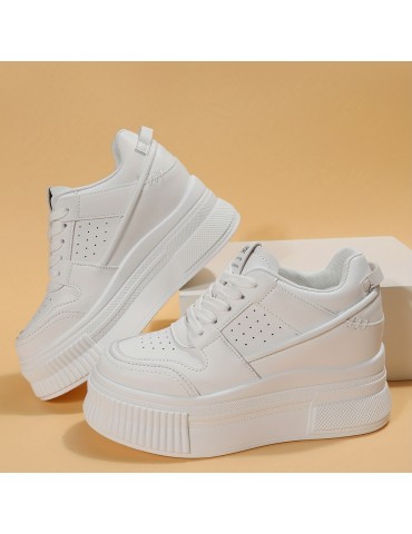 Women's Platform Wedge Sneakers, Versatile Height Increasing Low Top Shoes, Trendy Walking Shoes