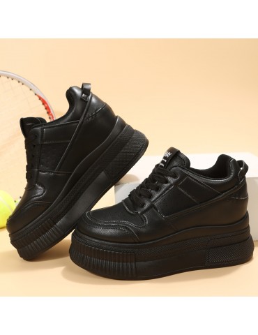 Women's Platform Wedge Sneakers, Versatile Height Increasing Low Top Shoes, Trendy Walking Shoes