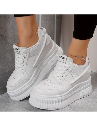 Women's Platform Wedge Sneakers, Versatile Height Increasing Low Top Shoes, Trendy Walking Shoes