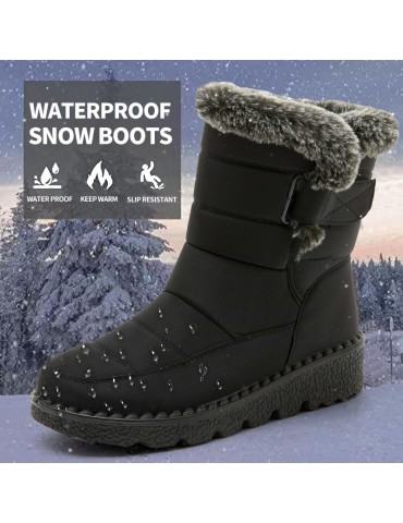 Women's Waterproof Snow Boots, Solid Color Plush Lined Short Boots, Winter Keep Warm Outdoor Boots