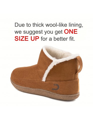 Women's Fleece Liner Fuzzy Indoor Outdoor Slippers, Cute Slip On Solid Comfort Warm Women's Shoes