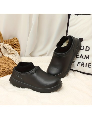 Women's Plush Chef Work Shoes, Waterproof Slip On Anti-slip Garden Shoes, Comfortable Work Ankle Boots