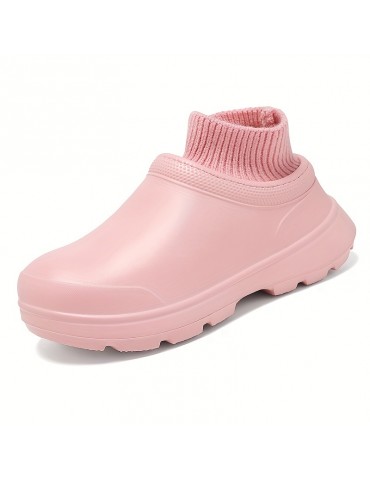 Women's Plush Chef Work Shoes, Waterproof Slip On Anti-slip Garden Shoes, Comfortable Work Ankle Boots