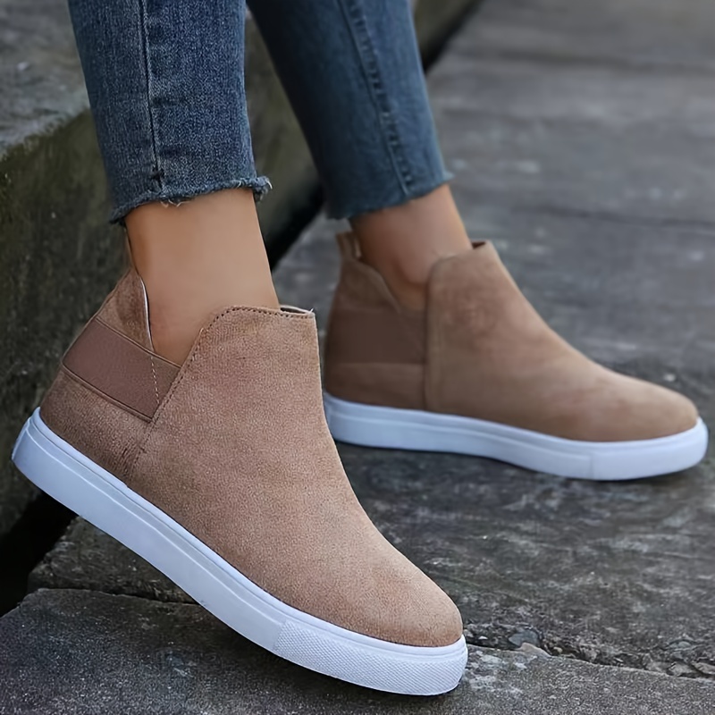 womens solid color trendy sneakers slip on comfy flat elastic ankle strap daily sheos lightweight low top shoes details 5