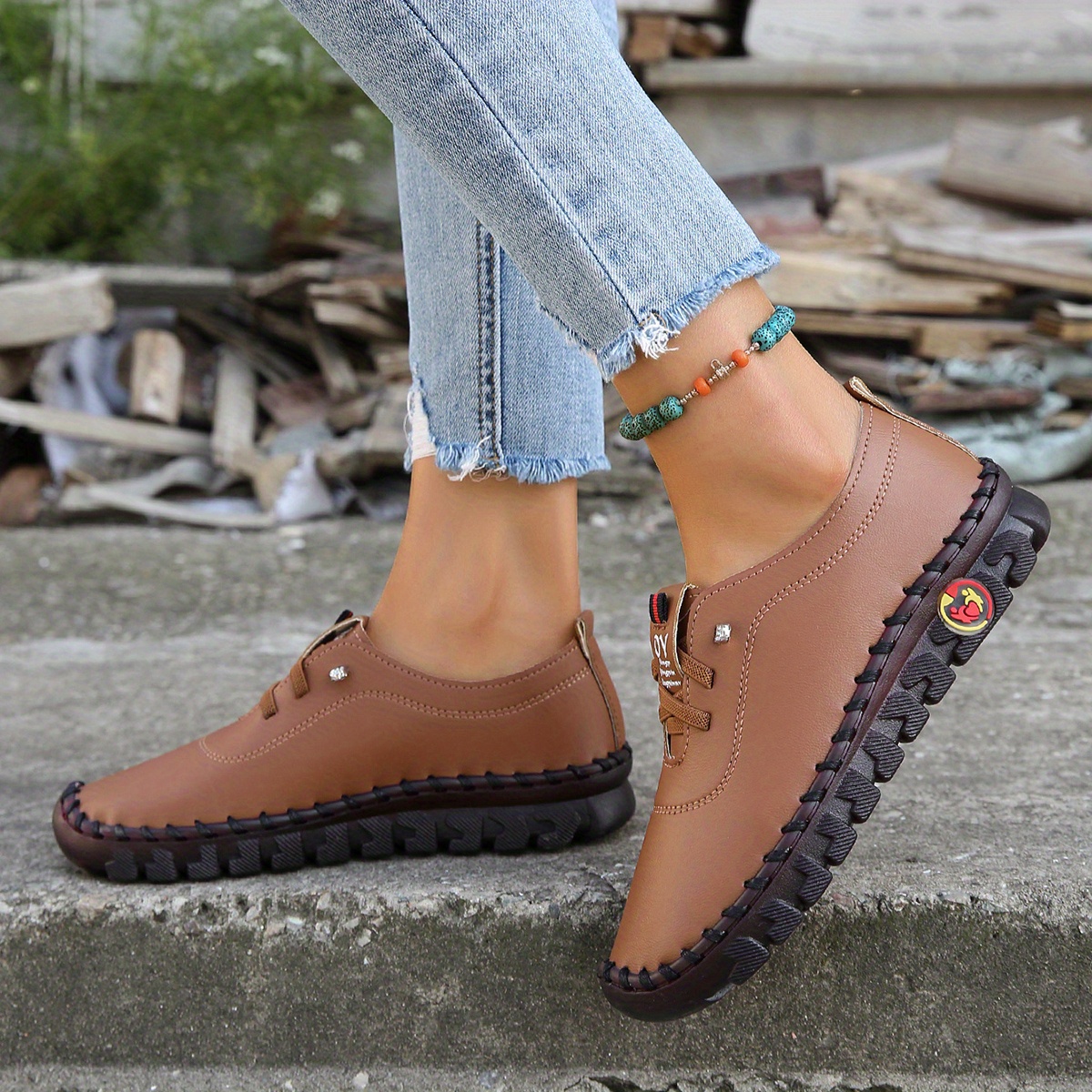 trendy faux leather sneakers, womens trendy faux leather sneakers casual lace up outdoor shoes lightweight low top shoes details 3