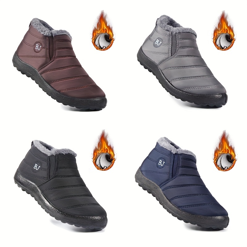 womens solid color flatform boots slip on high top round toe non slip waterproof velvet warm shoes plush fluffy shoes details 0