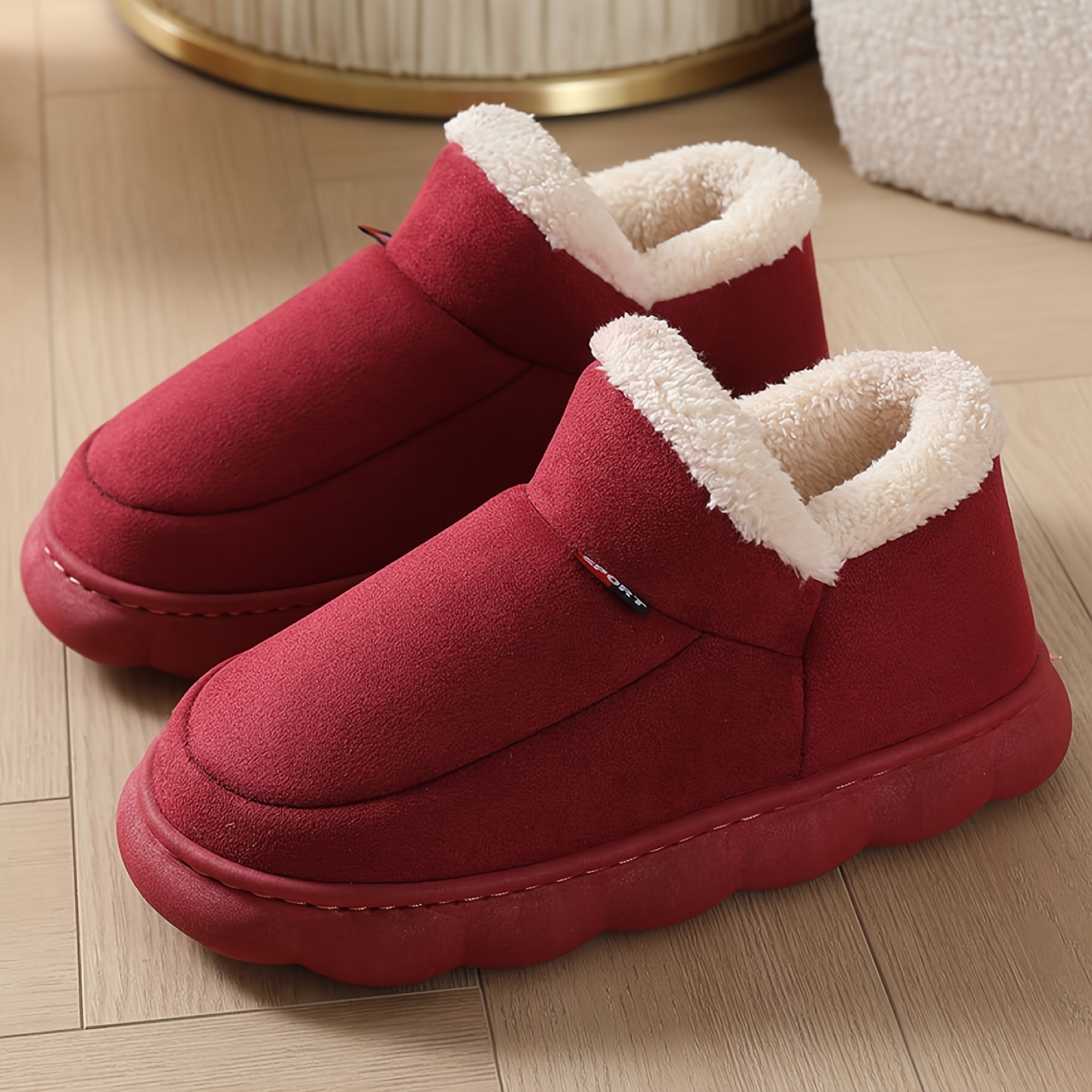 womens winter platform snow boots solid color thermal soft sole plush lined ankle boots winter warm slipper boots details 7