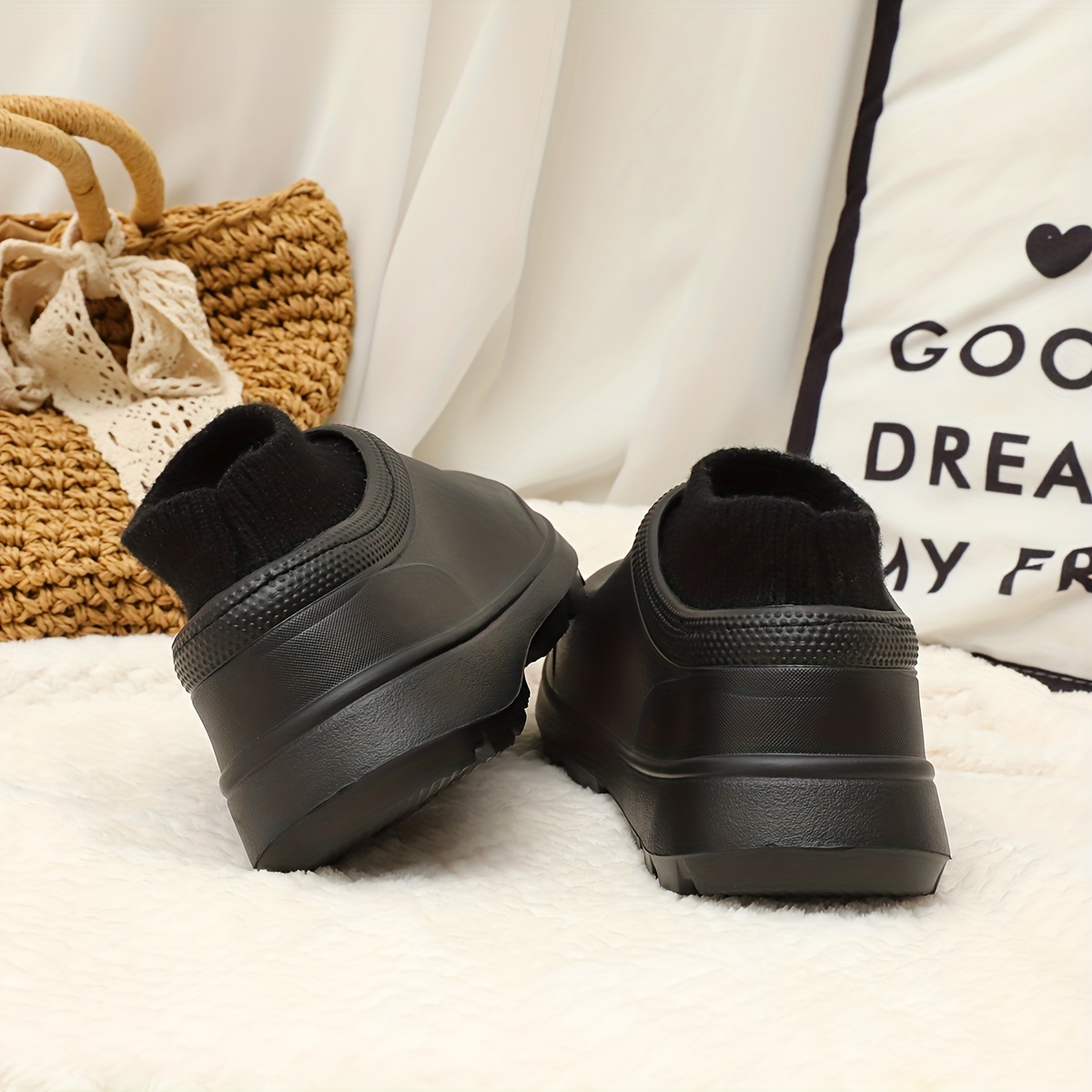 womens plush chef work shoes waterproof slip on anti slip garden shoes comfortable work ankle boots details 9